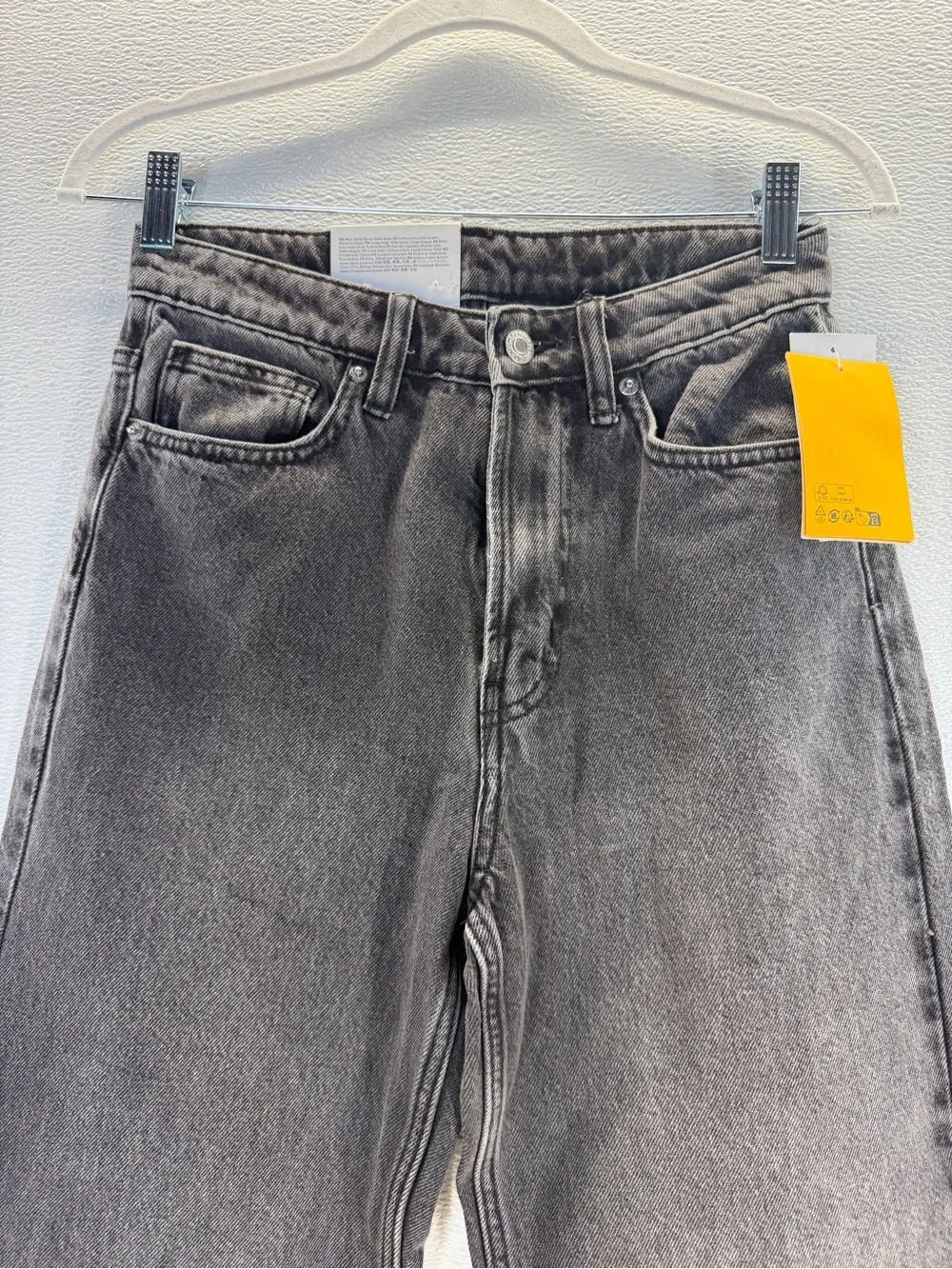 H&M Wide Leg High Waist Jeans‎ US 4 Gray Wash Full Length NWT